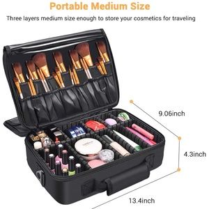 Large makeup train case with custom dividers